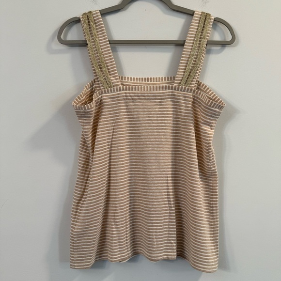 Women’s Soft Surroundings Tan and White Sleeveless Tank Top size XS - Picture 4 of 4